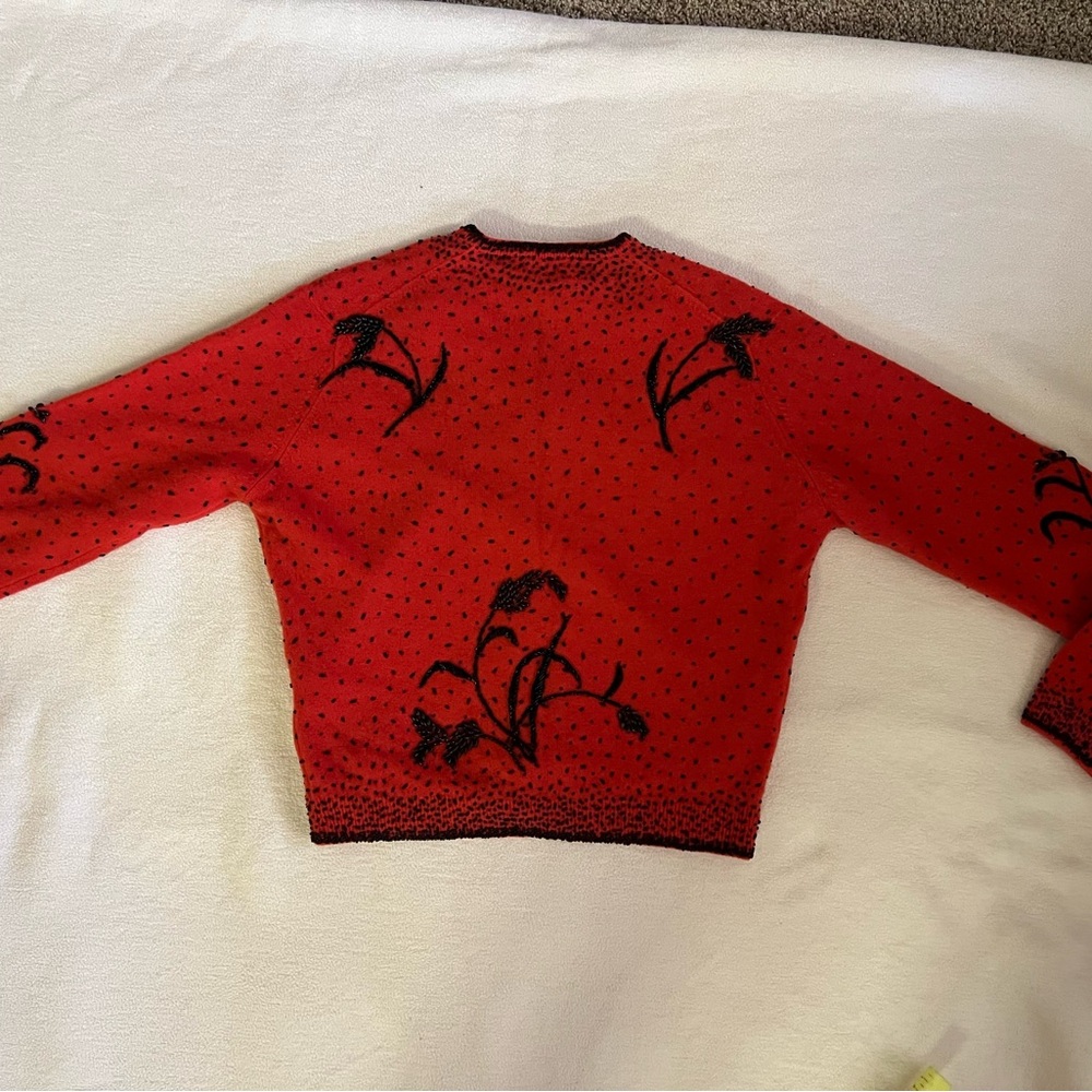Vintage 1940/50’s Ralli Scott red/blk 100% lambswool beaded fully lined sweater. - Picture 8 of 11